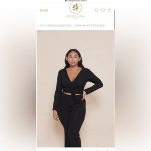 Agni wrap top black and Agni flares black set